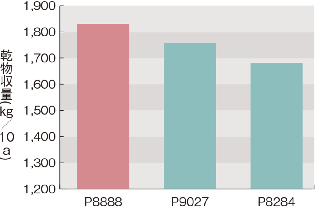 ホクレン試験地における3カ年平均乾物収量（千歳、訓子府、帯広、2019-2021年）