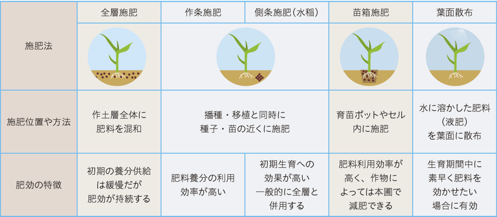 主な施肥方法の特徴