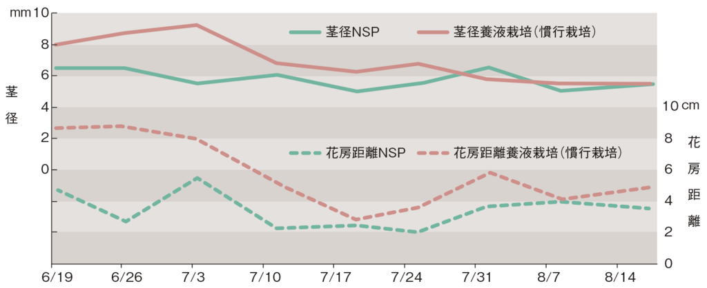 図1茎径および生長点花房間距離の推移