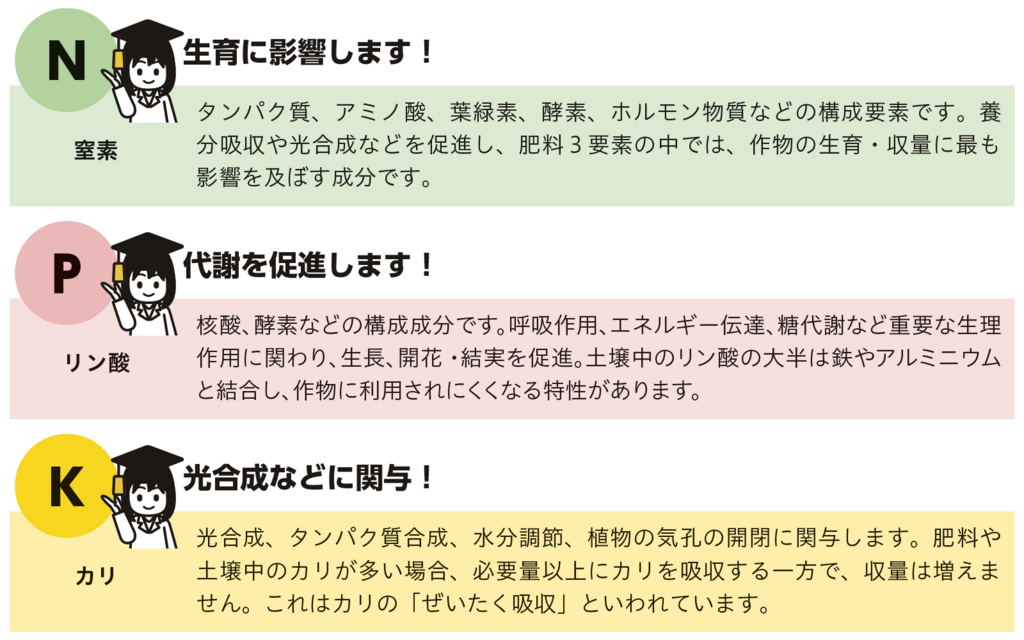 図7肥料の3要素の特徴