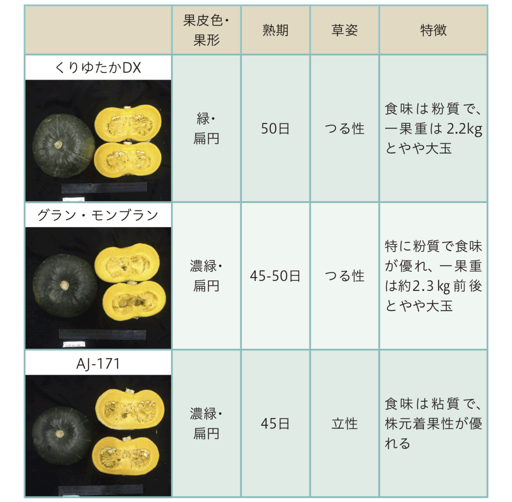 表2選定した品種の紹介