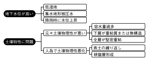 図2.土壌排水性が悪くなる要因